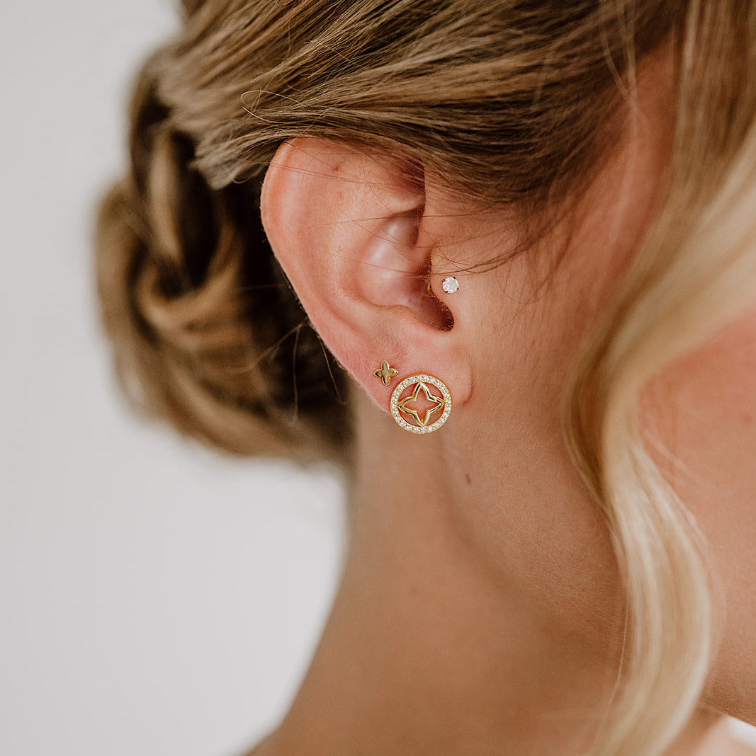Perlenbräute Ohrringe Olivia Ohrstecker Gold Kristall Zirkonia 1cm