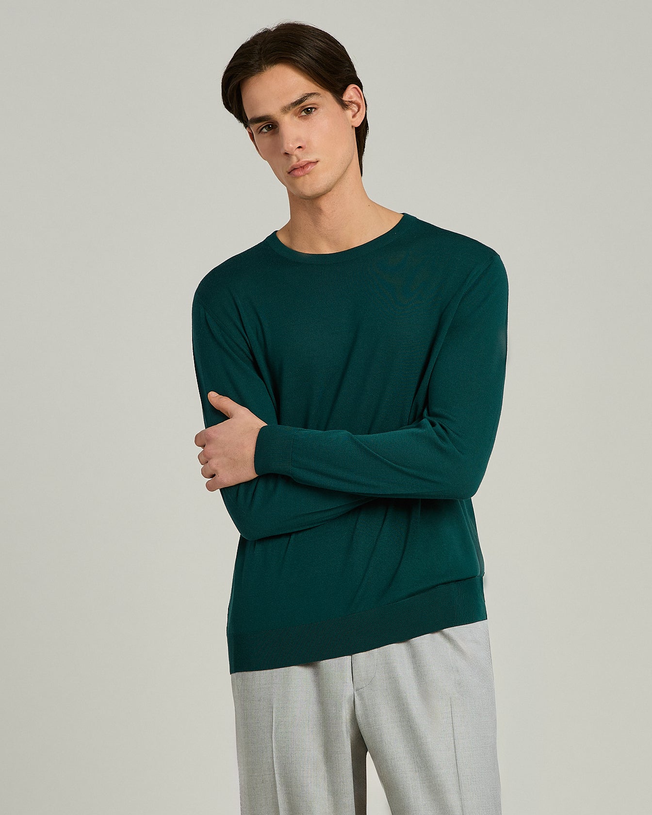 Kiton Crew-Neck Pullover Ultrafine Wolle Pfauengrün