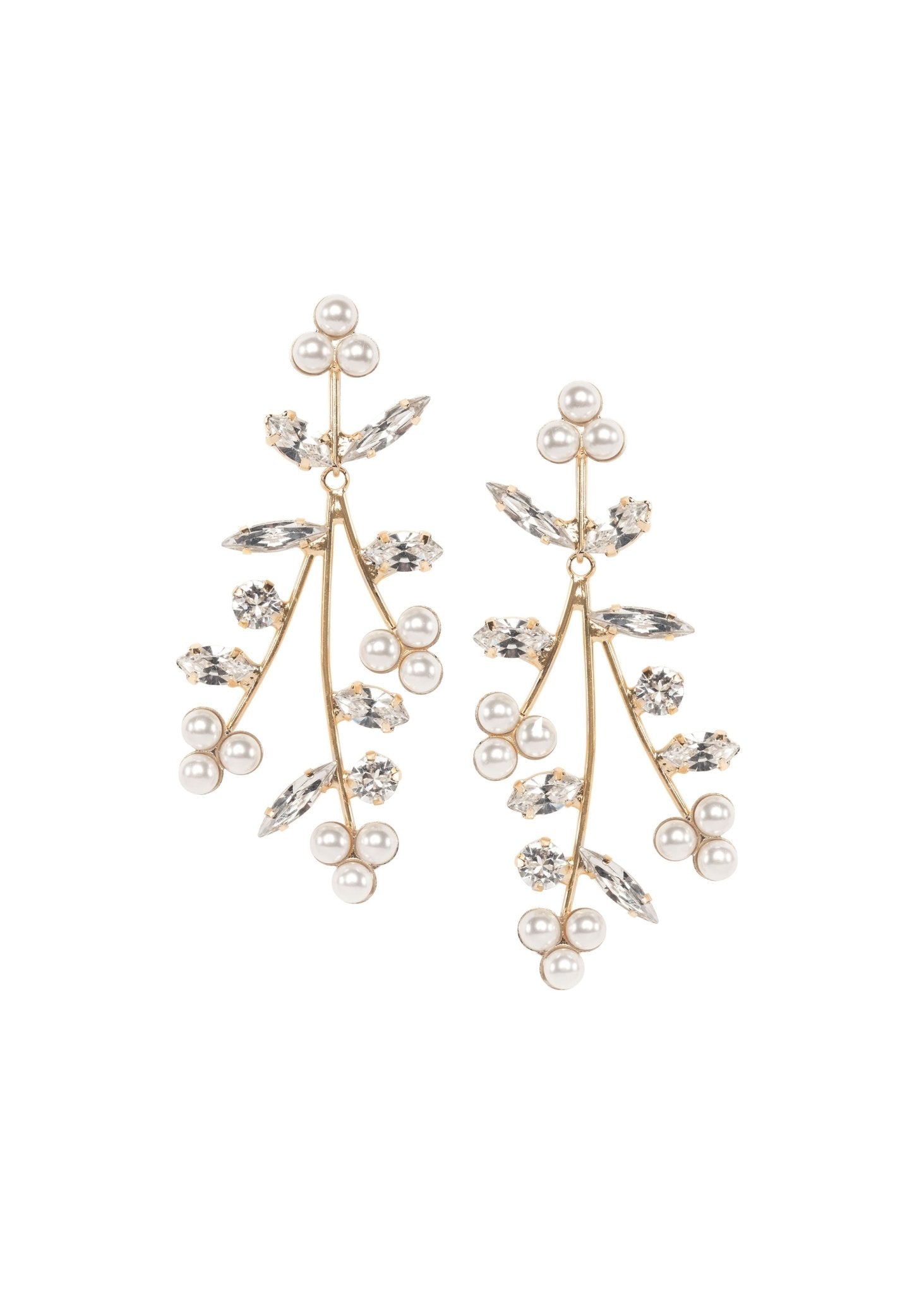 Elizabeth Bower Bud Pearl Mini Chandelier Ohrringe Rhodium Stecker