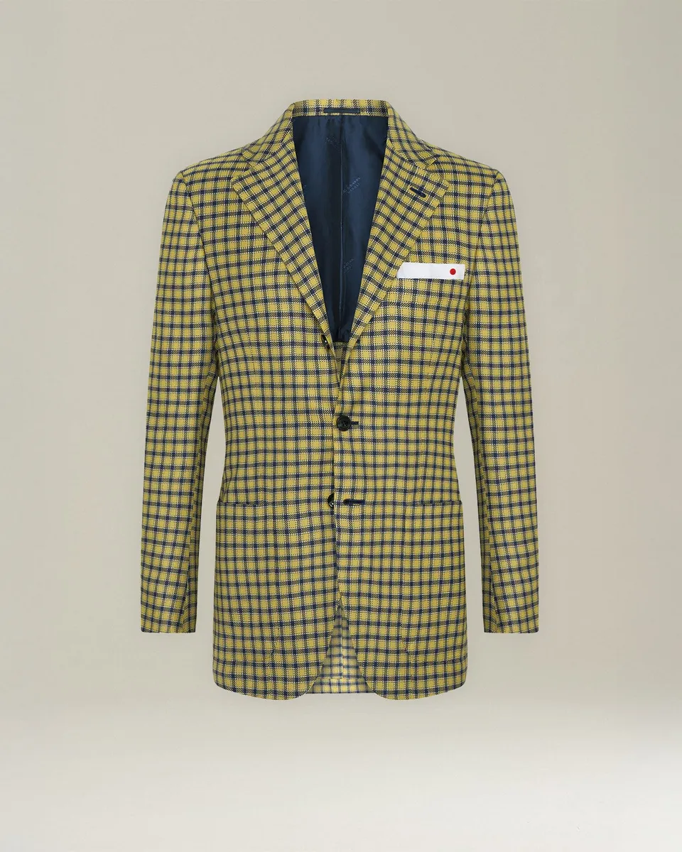 Kiton Blazer Sakko Herren Kaschmir Seide Gr.52 kariert