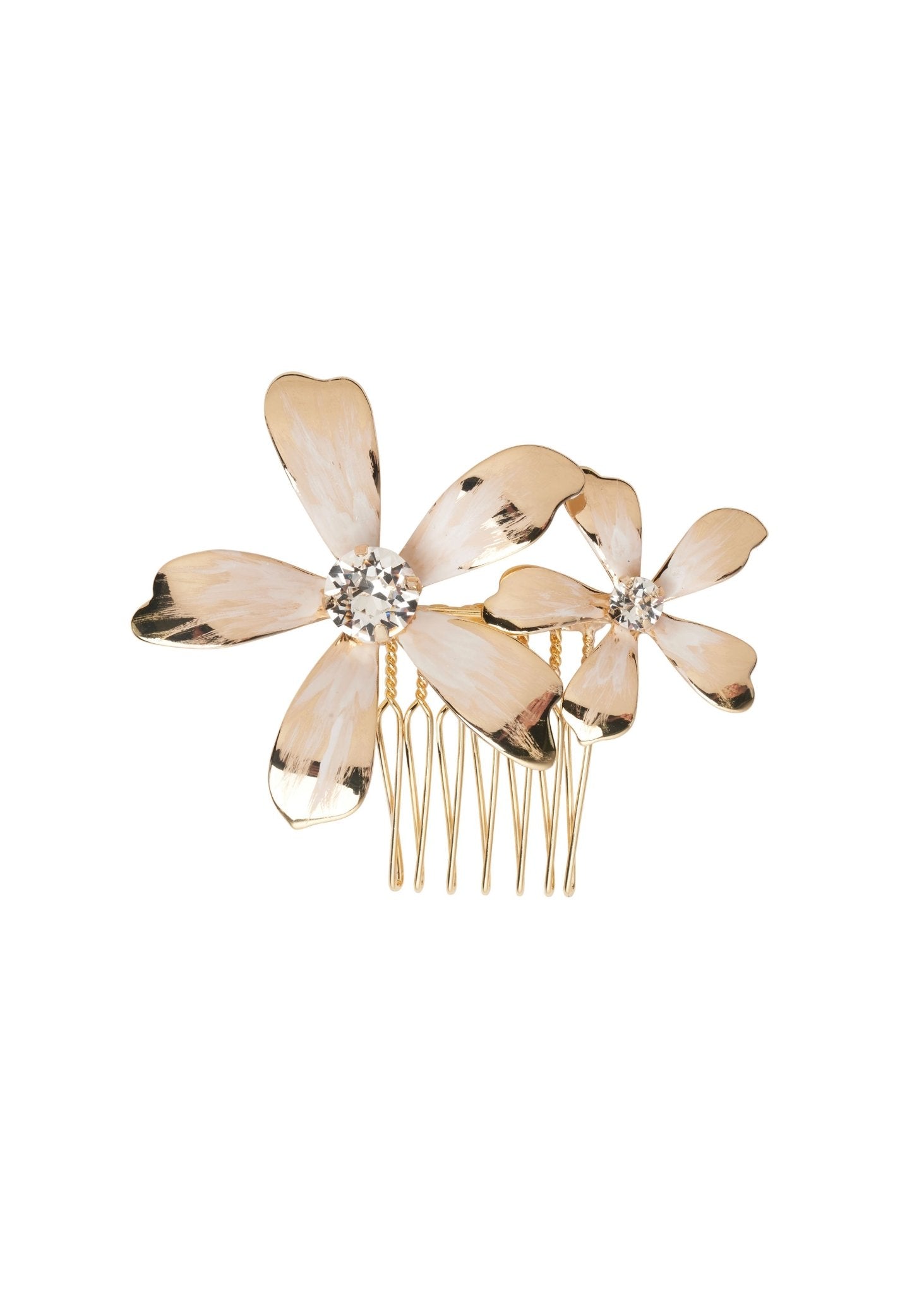 Elizabeth Bower Bridal Hibbi Floral Haarkamm Gold Blumen Kristall
