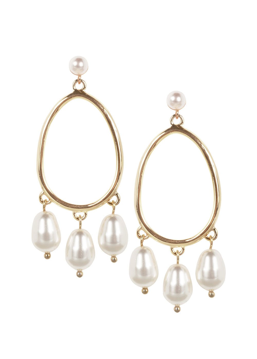 Elizabeth Bower Pebble Pearl Drop Earrings Ohrringe Rhodium