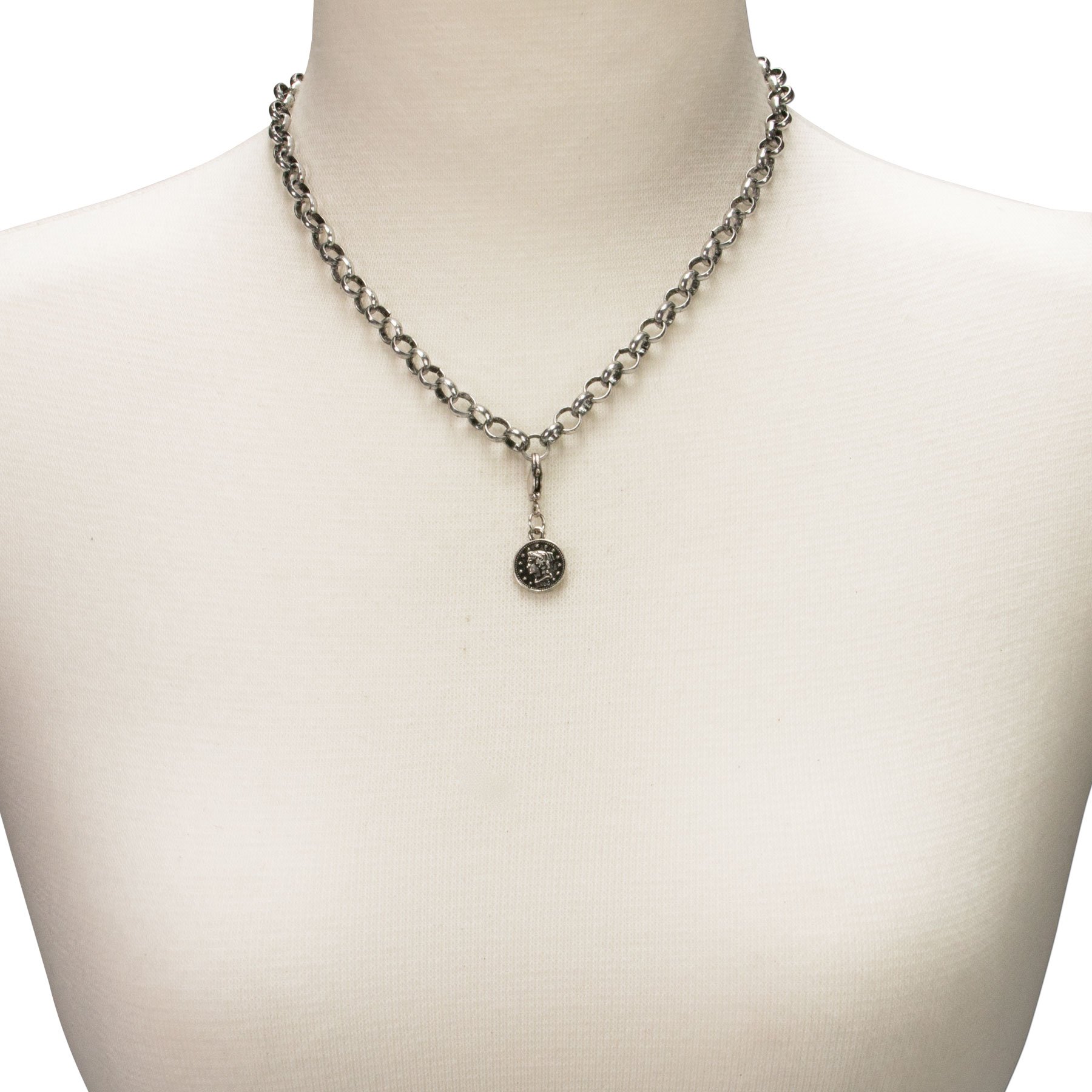 Alpenflüstern Münze Mini Anhänger Charivari Antik-Silber