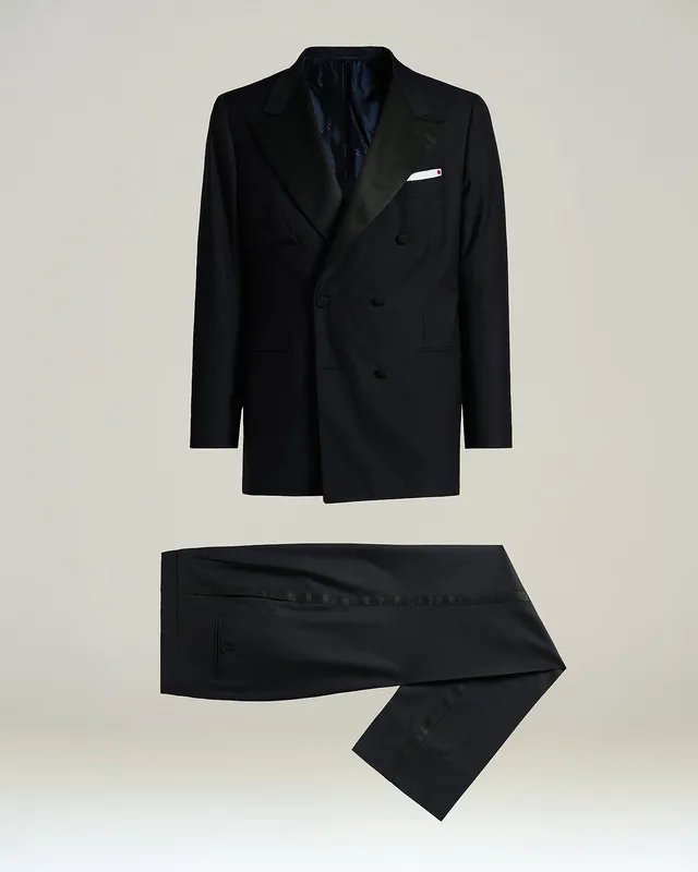 Kiton 14 Micron Smoking Anzug Herren navy Wolle