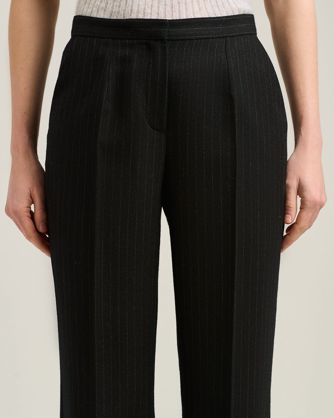 Kiton Trousers Woll Hose schwarz Nadelstreifen 40