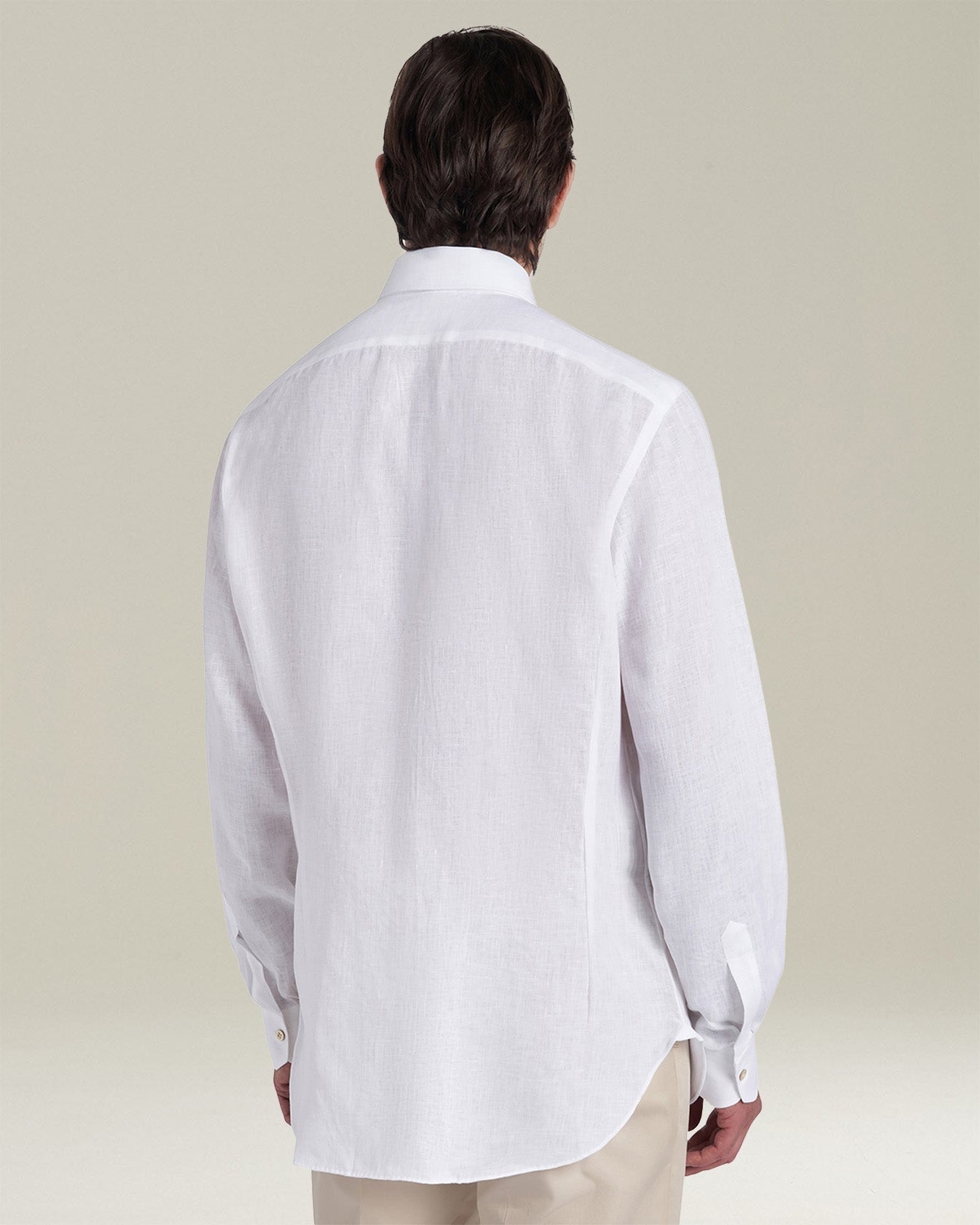 Kiton Linen Leinen Hemd Herren Weiß Perlmutt