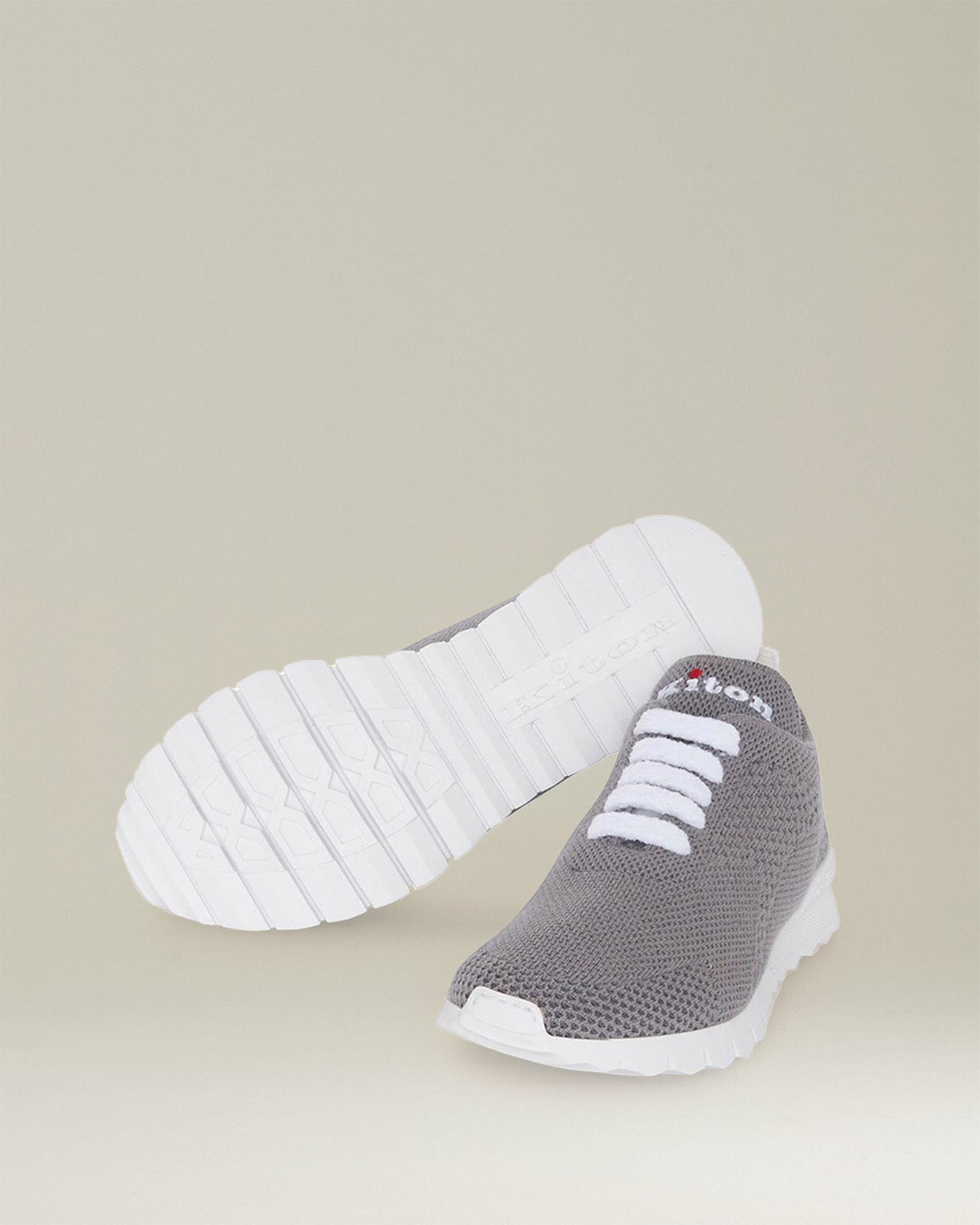 Kiton Shoes Fits Sneakers Grau Cashmere Strick