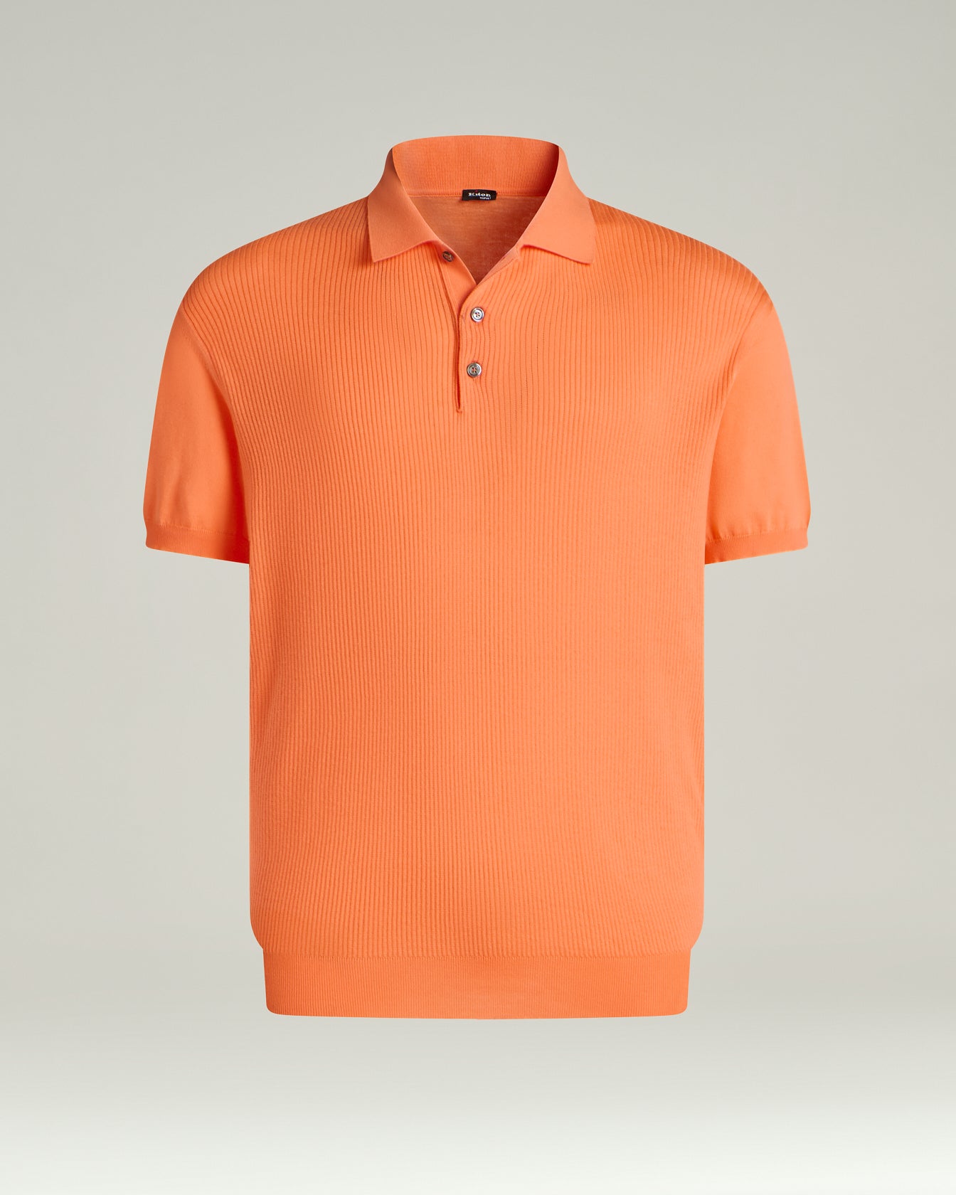 Kiton Polo Ripp Polohemd Pfirsich Gr. M Baumwolle
