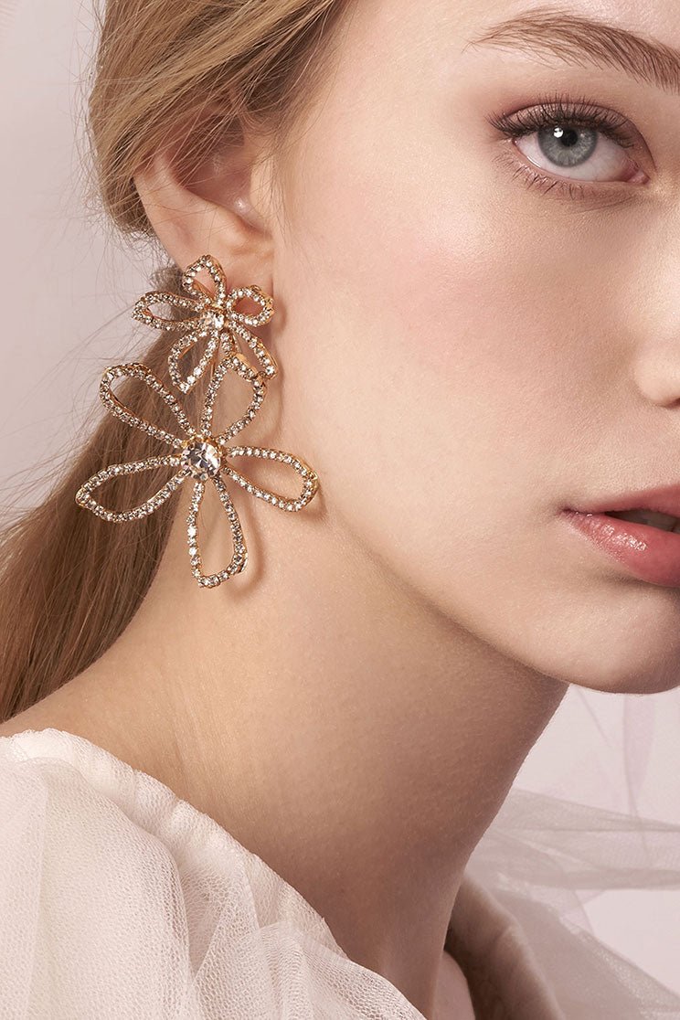 Elizabeth Bower Pavet Dublet Statement Ohrringe Rhodium Kristall