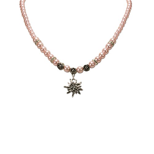Alpenflüstern DAHEIM Fiona DHK122 Dirndlkette Rosé-Rosa Edelweiß