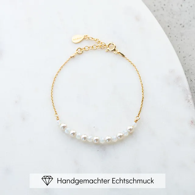 Perlenbräute Mila Armband Perlen dezent Gold 16-19cm