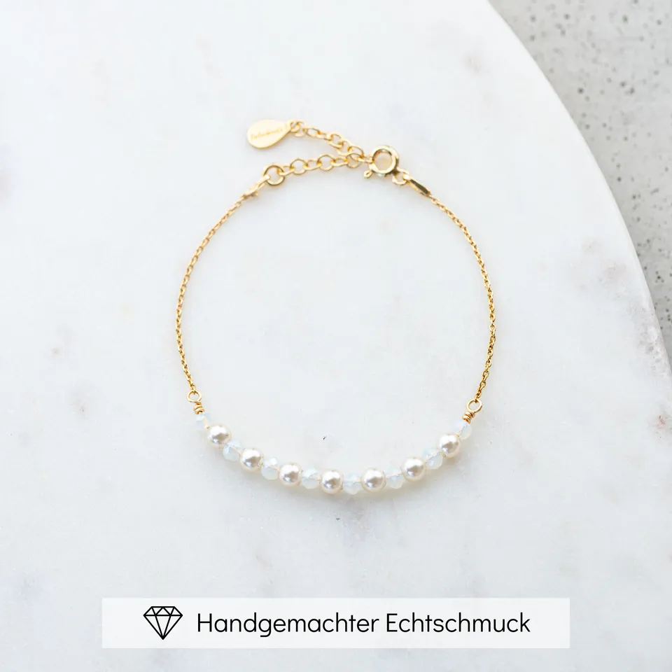 Perlenbräute Mila Armband Perlen dezent Gold 16-19cm