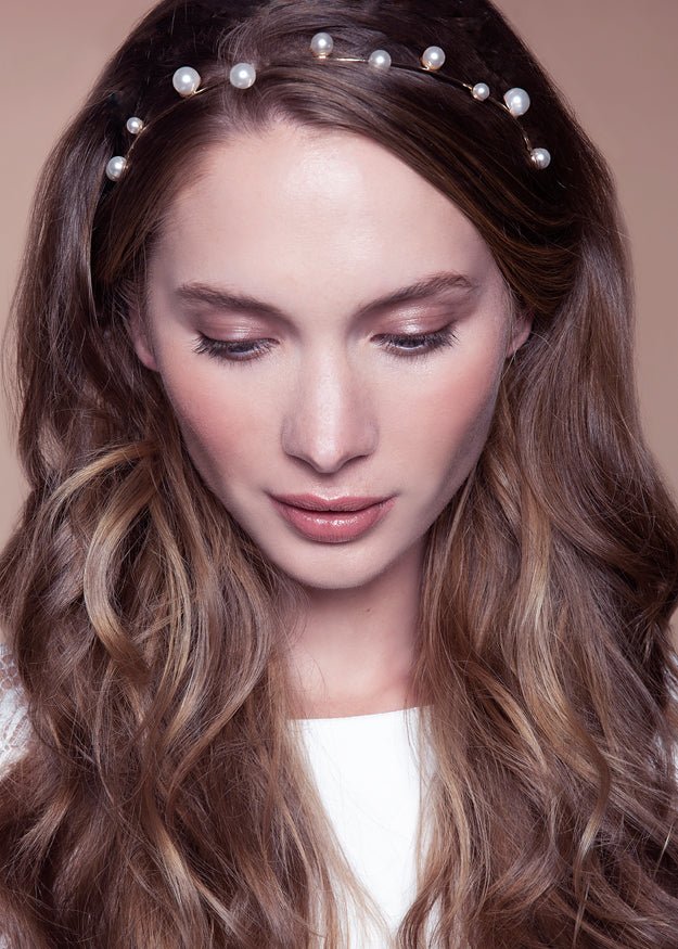 Elizabeth Bower Ariel Band Braut Haarband Gold Perlen