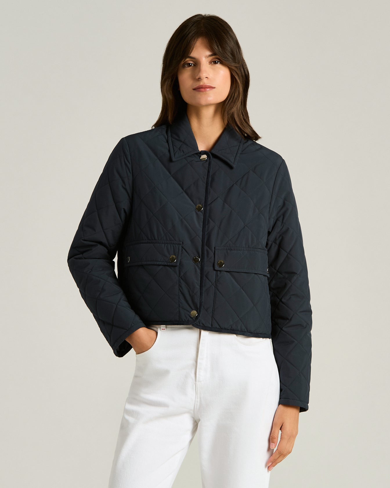 Kiton Quilted Blue Daunenjacke gesteppt Kalbsleder blau