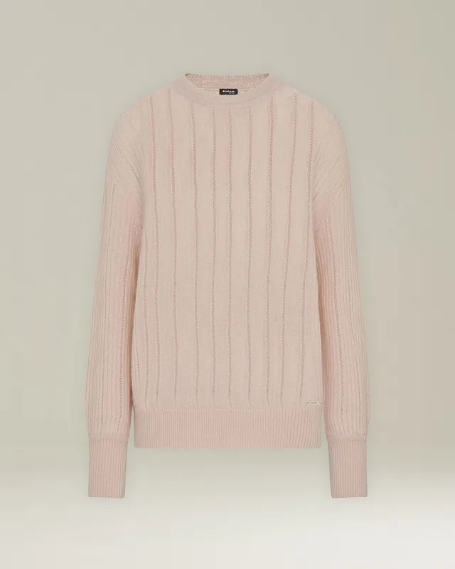 Kiton Pullover Kaschmir Seide Rundhals Lochstrick