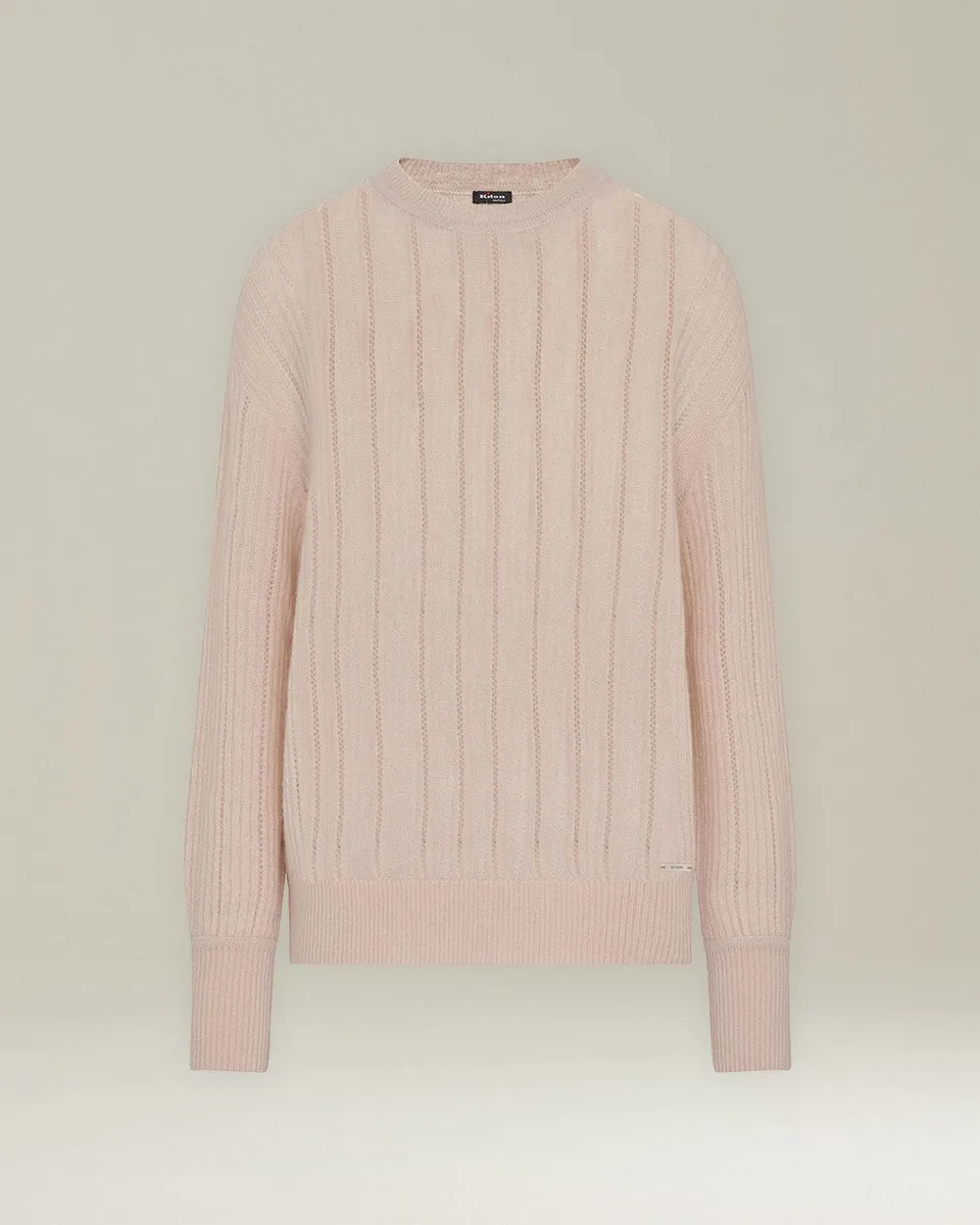 Kiton Pullover Kaschmir Seide Rundhals Lochstrick