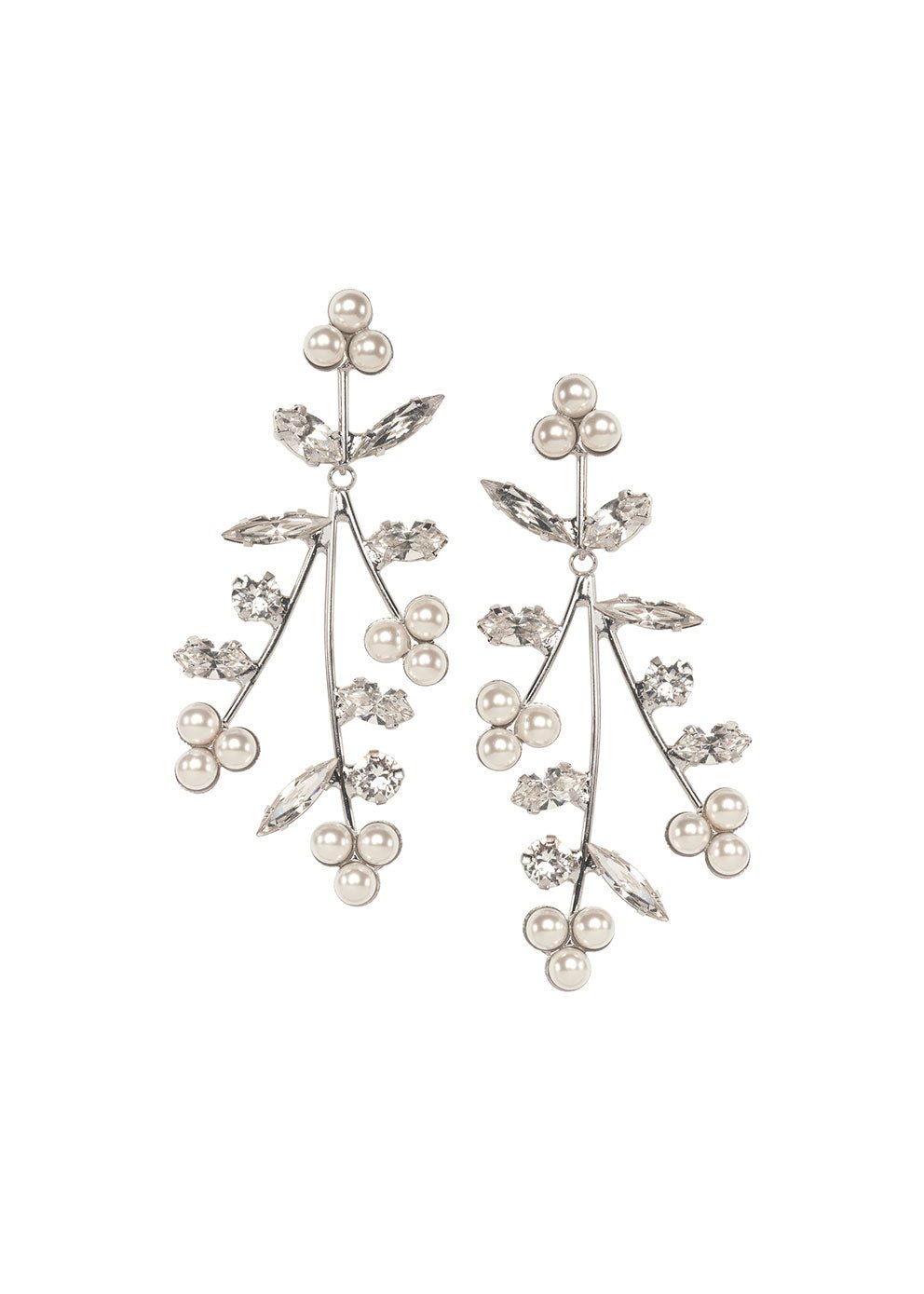 Elizabeth Bower Bud Pearl Mini Chandelier Ohrringe Rhodium Stecker