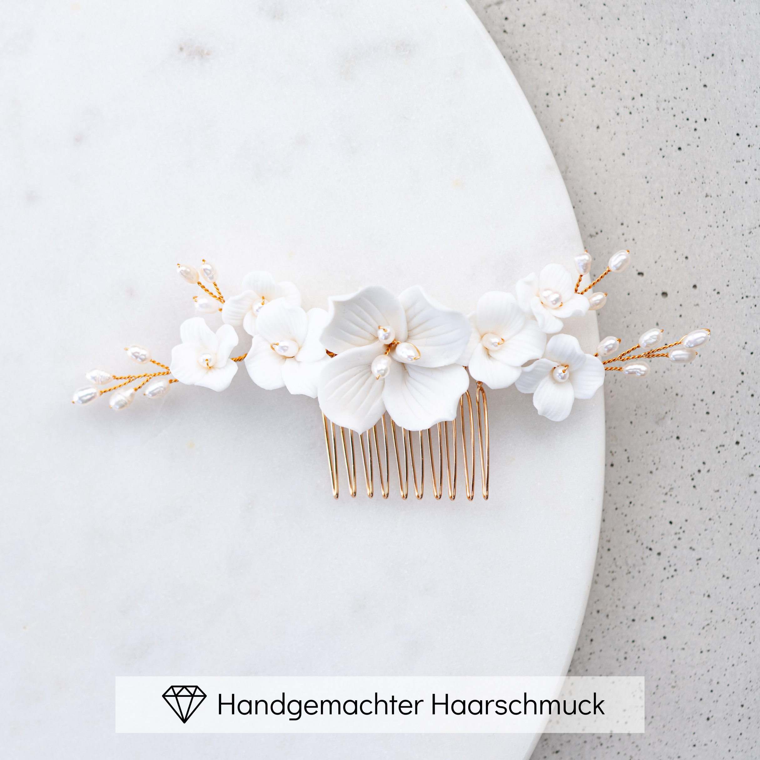 Perlenbräute Haarschmuck Coco Haarkamm Perlen Blüten