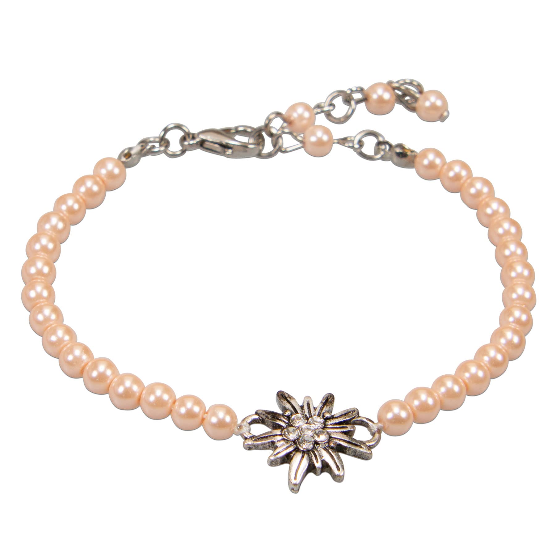 Alpenflüstern DAHEIM DAB074 Perlenarmband Edelweiss silber