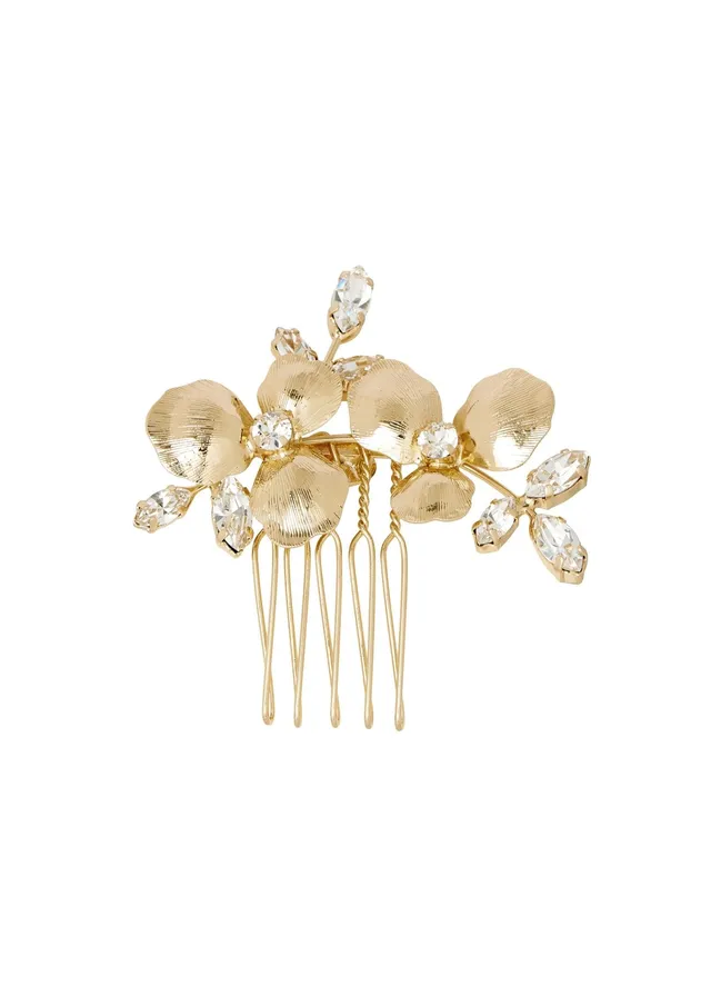 Elizabeth Bower Orchid Crystalla Mini Haarkamm Silber 40mm