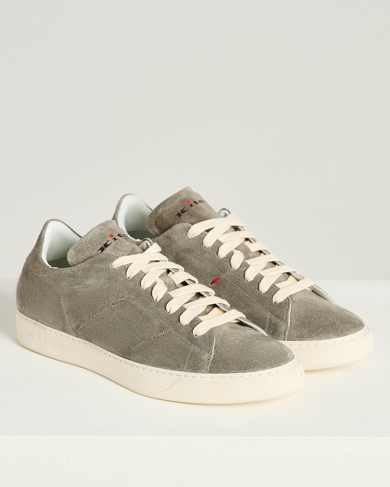 Kiton Shoes Gray Suede Sneakers Sneaker Grau Kontrastnaht