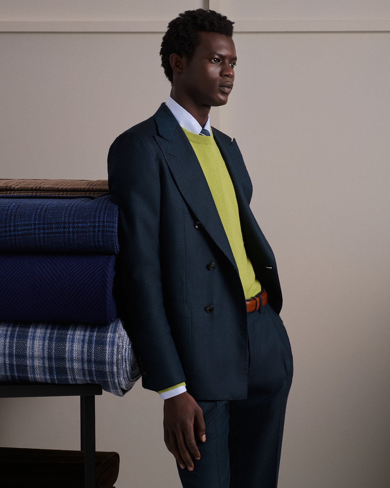 Kiton Suits Blue Cashmere Virgin-Wool Anzug Blau zweireihig