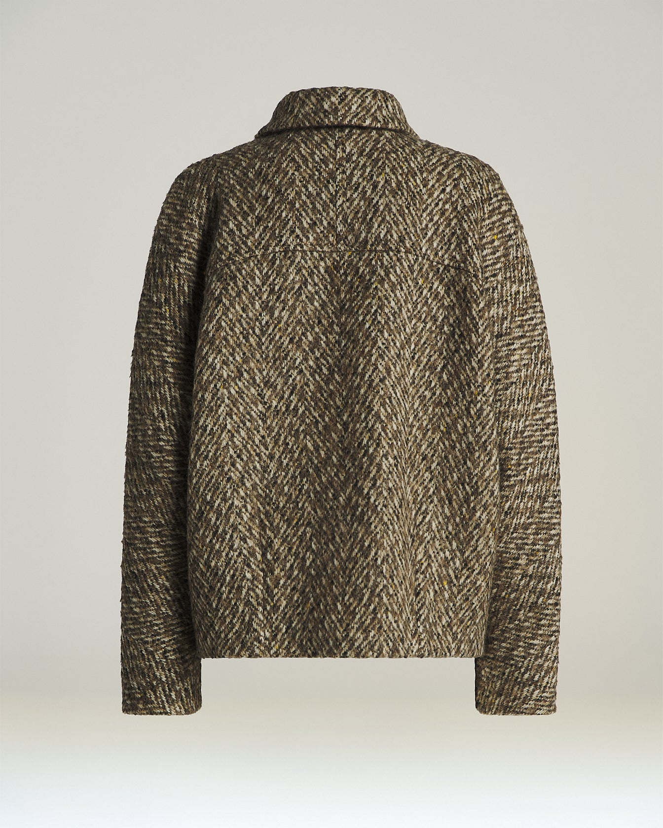 Kiton Cropped Mantel Wolle Beige Fischgrät 42
