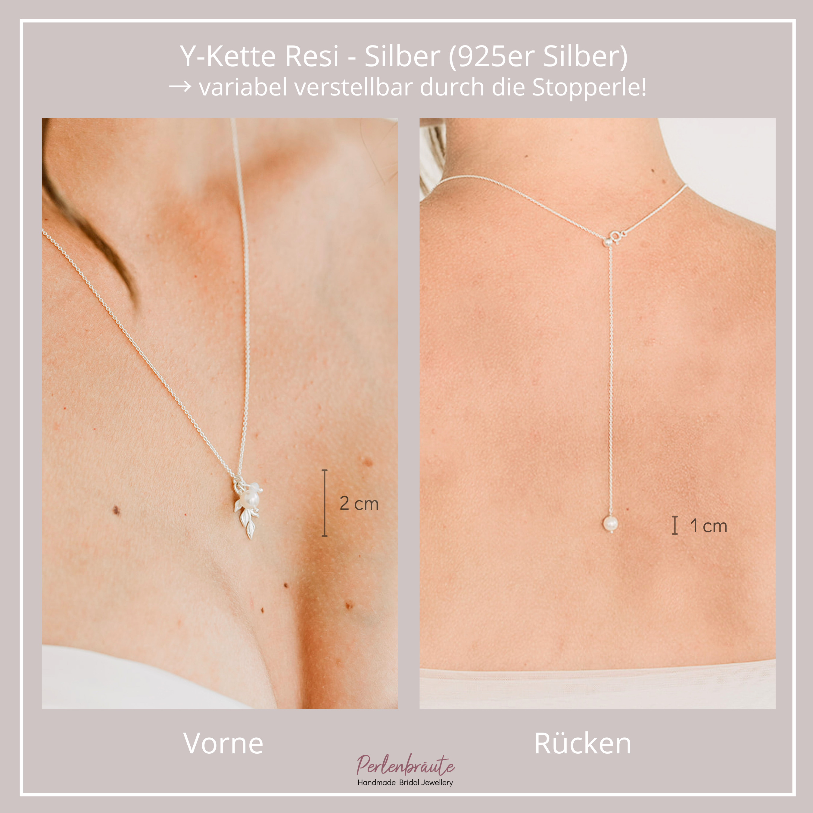Perlenbräute Resi Y-Kette Halskette Gold 68 cm Perlen