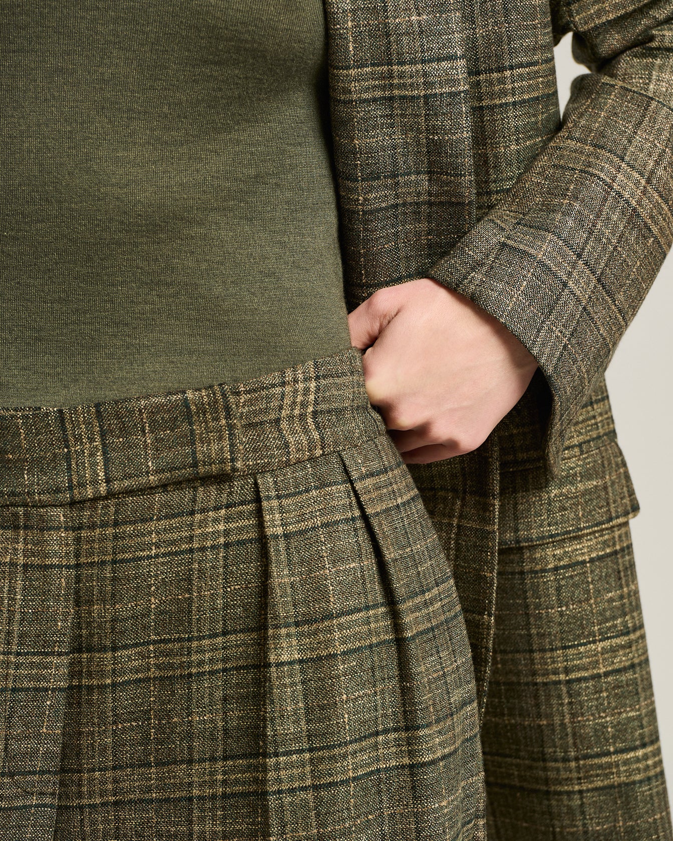 Kiton Trousers Palazzo Hose Viskose Grün Kariert Gr.40