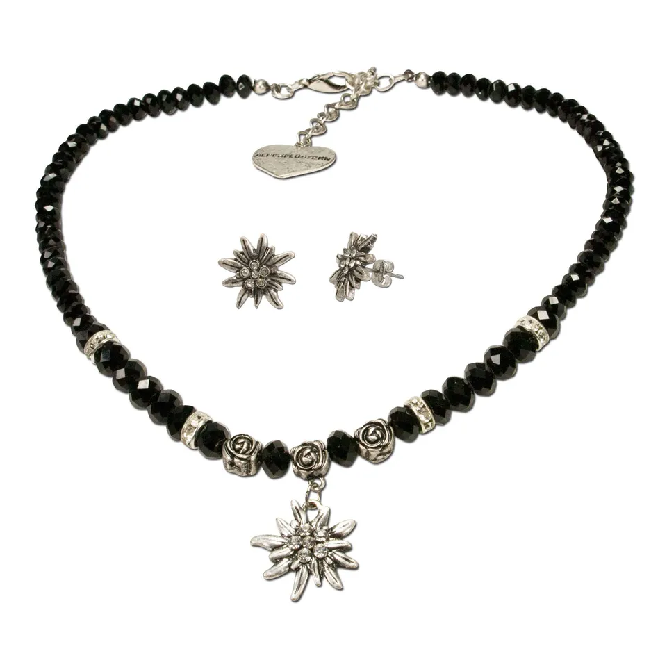 Alpenflüstern DAHEIM SET010 Trachtenset Perlenkette Creme-weiß