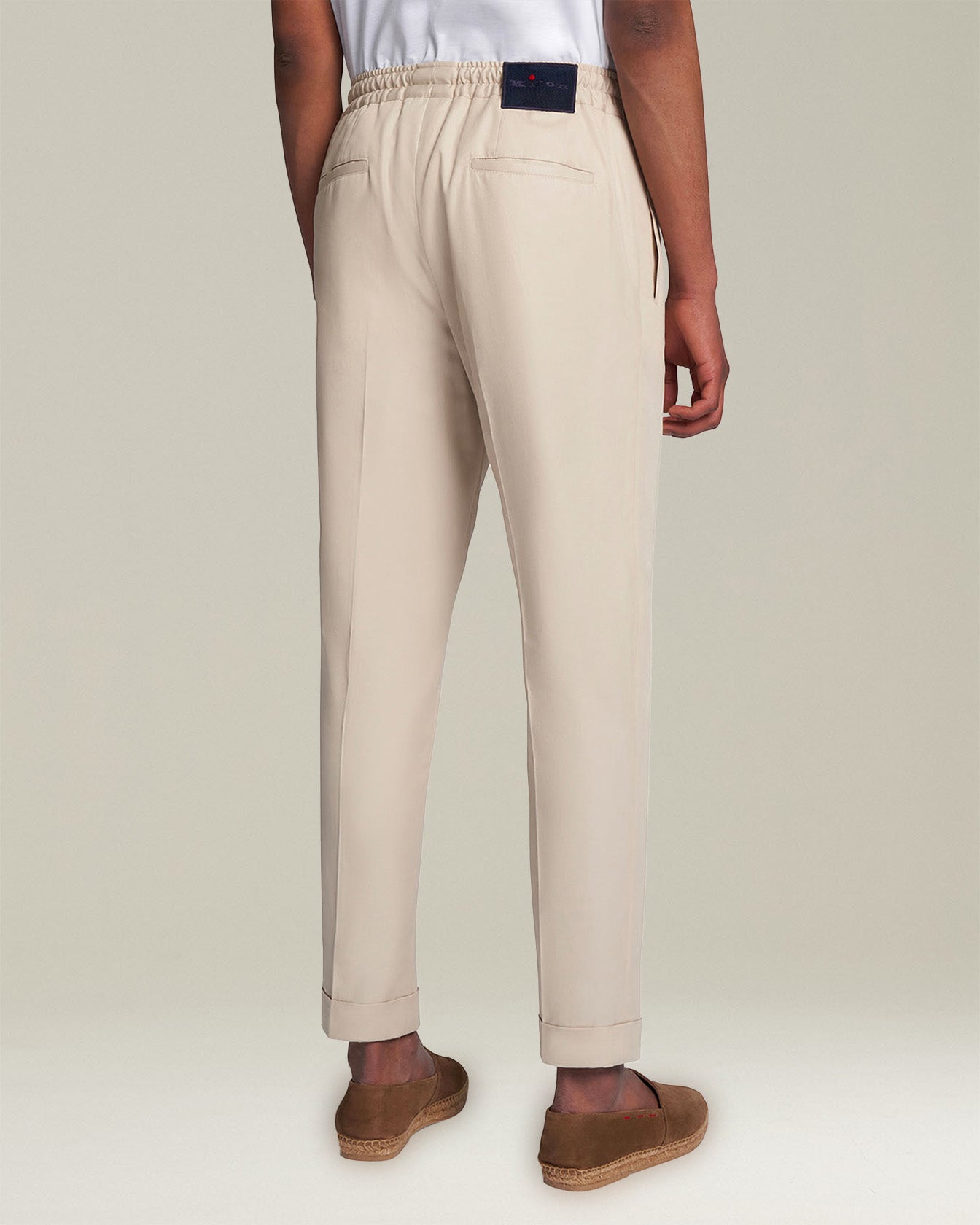 Kiton Pantalone Cotone Jogger Hose Beige Baumwolle