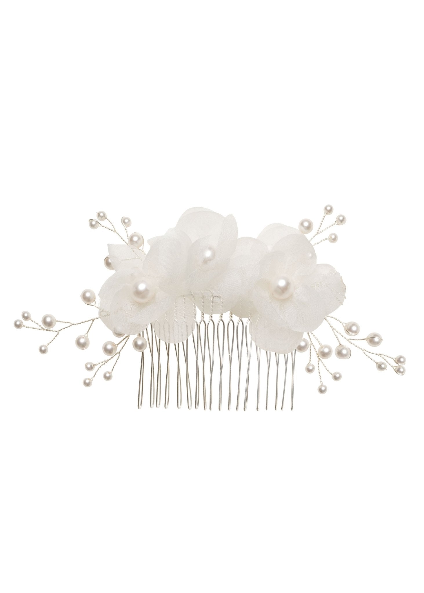 Elizabeth Bower Flutter Pearl Haarkamm Perle Ivory Rhodium