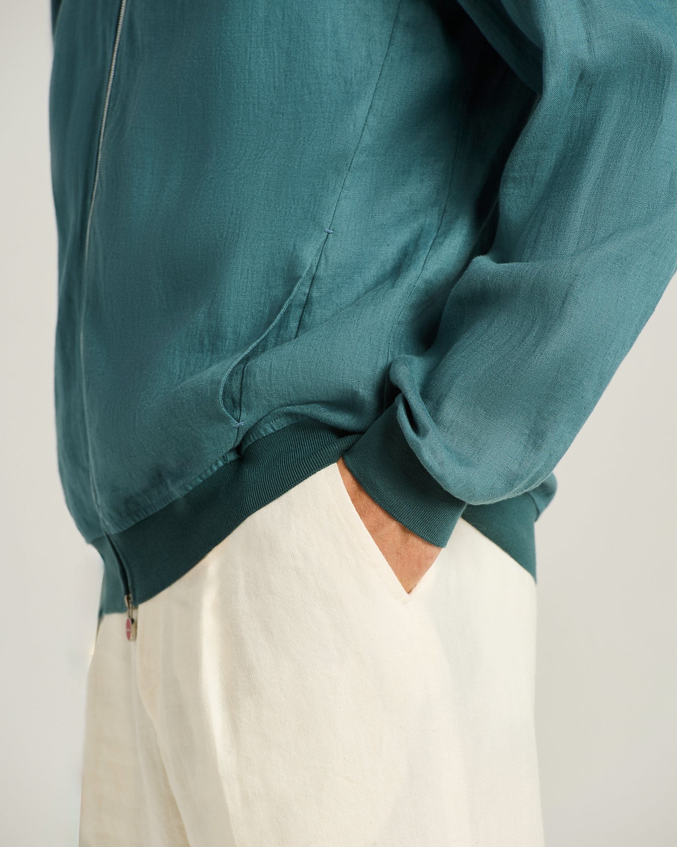 Kiton Jackets Sakko Leinen Kornblumenblau Zip