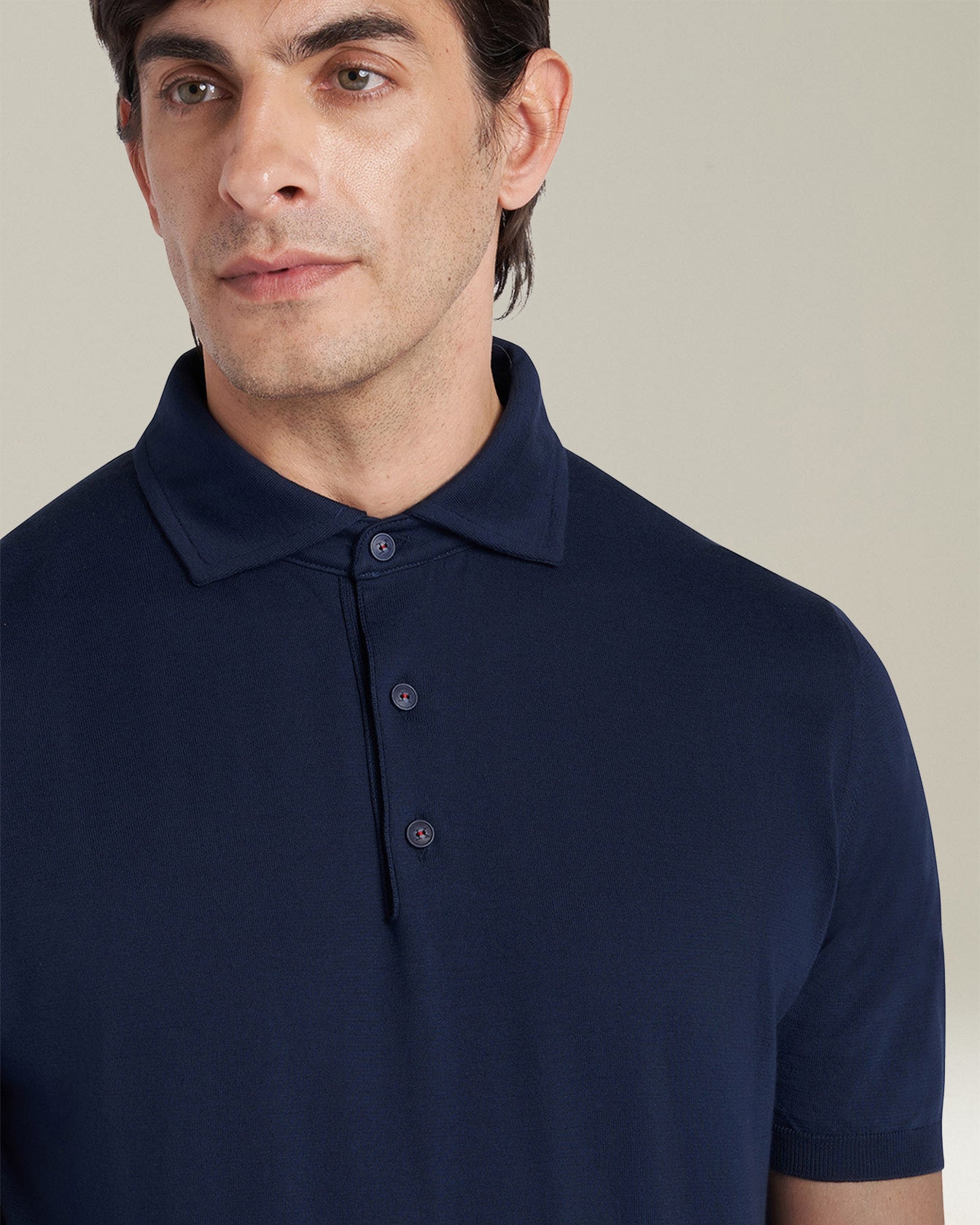 Kiton POLO COTONE Poloshirt Denim-Blau Ägyptische Baumwolle