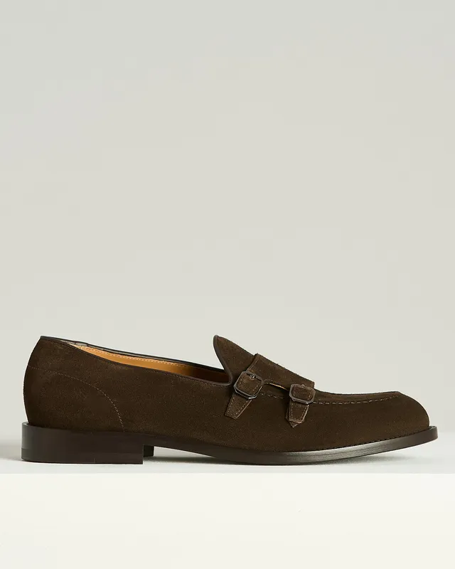 Kiton Dark Brown Suede Double-Monk Loafers Wildleder braun