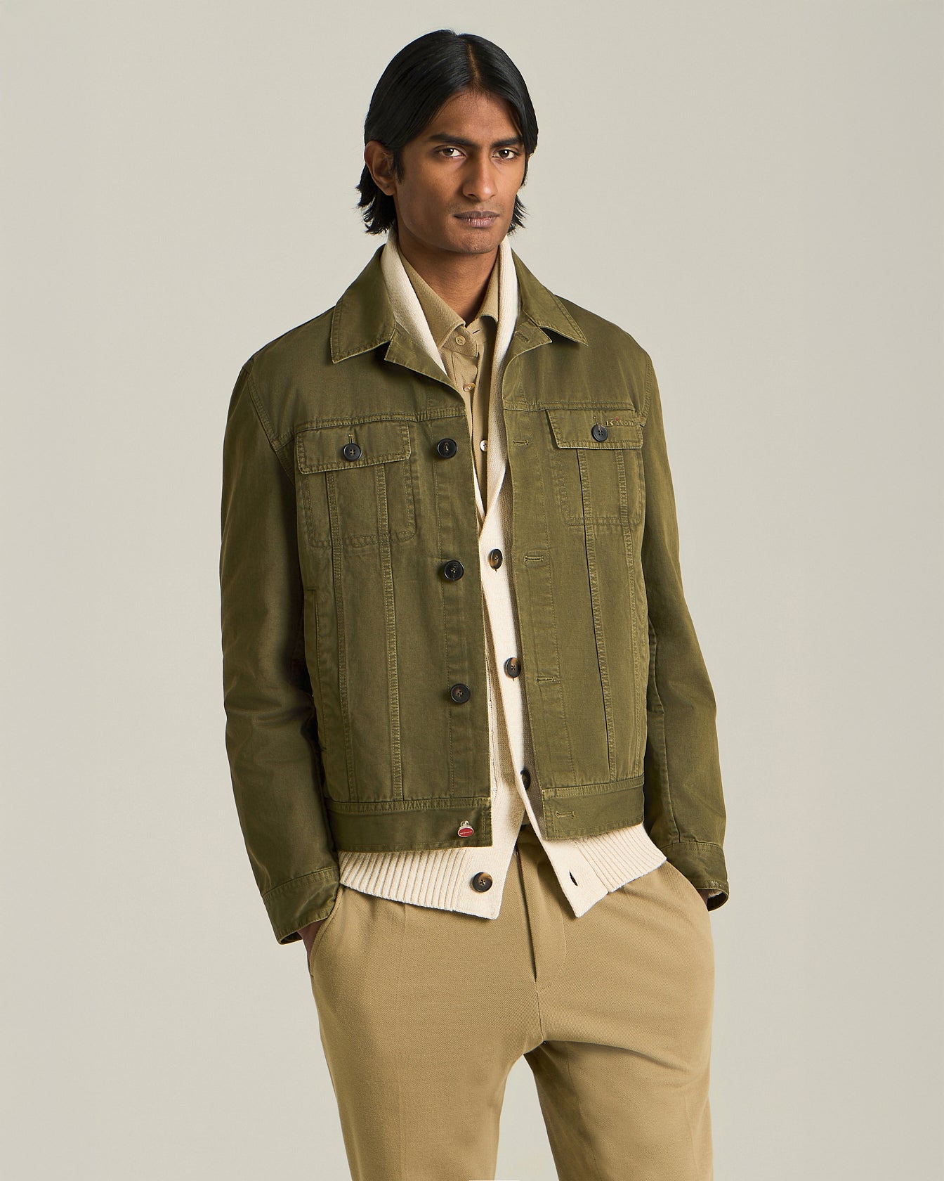 Kiton Jeansjacke Bio-Baumwolle Denim Herren