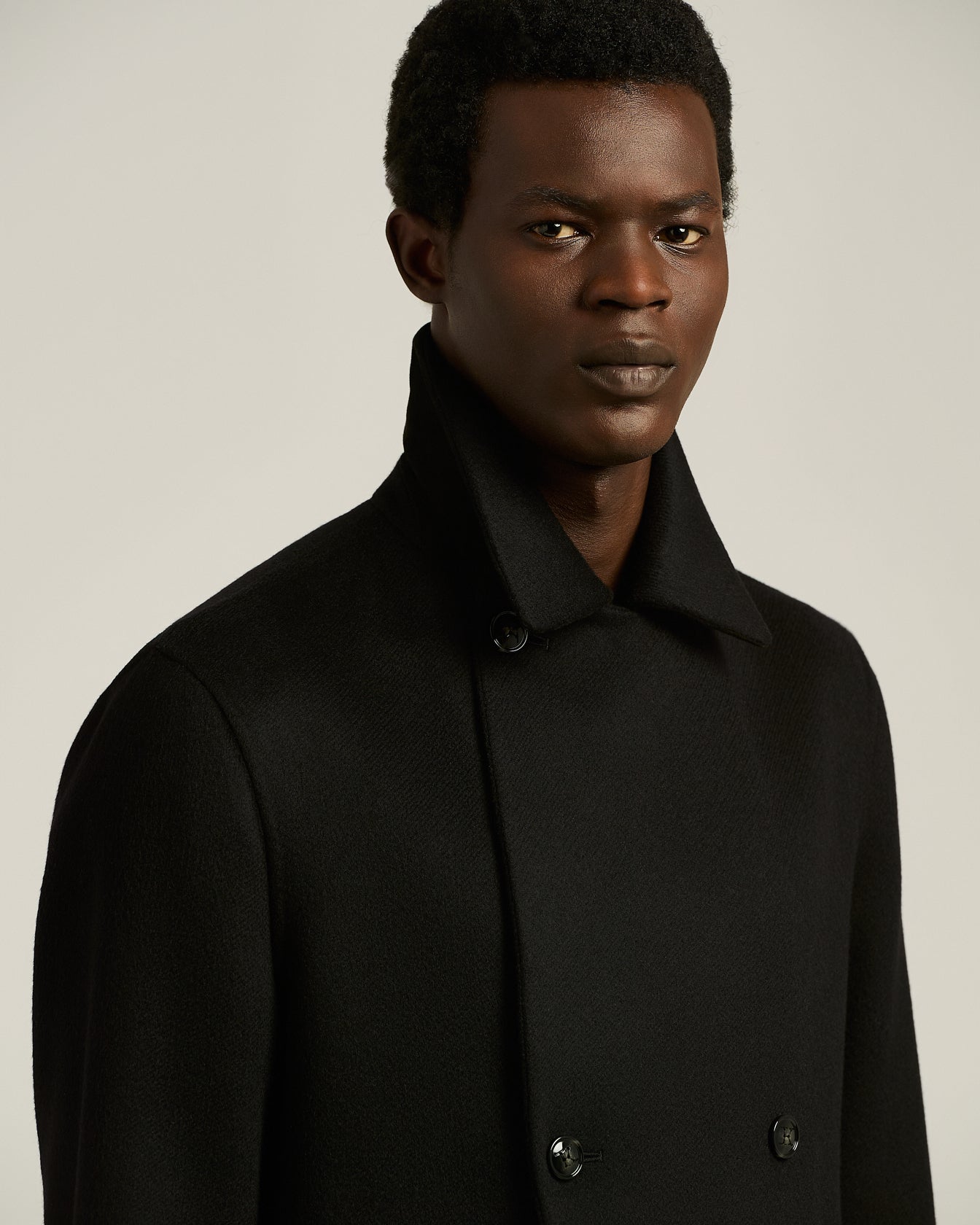 Kiton Outerwear Double-Breasted Mantel Kaschmir schwarz
