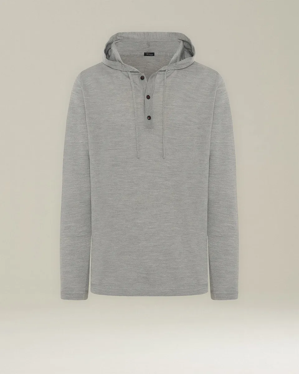 Kiton Knitwear Hoodie Kaschmir Seide Knopfleiste
