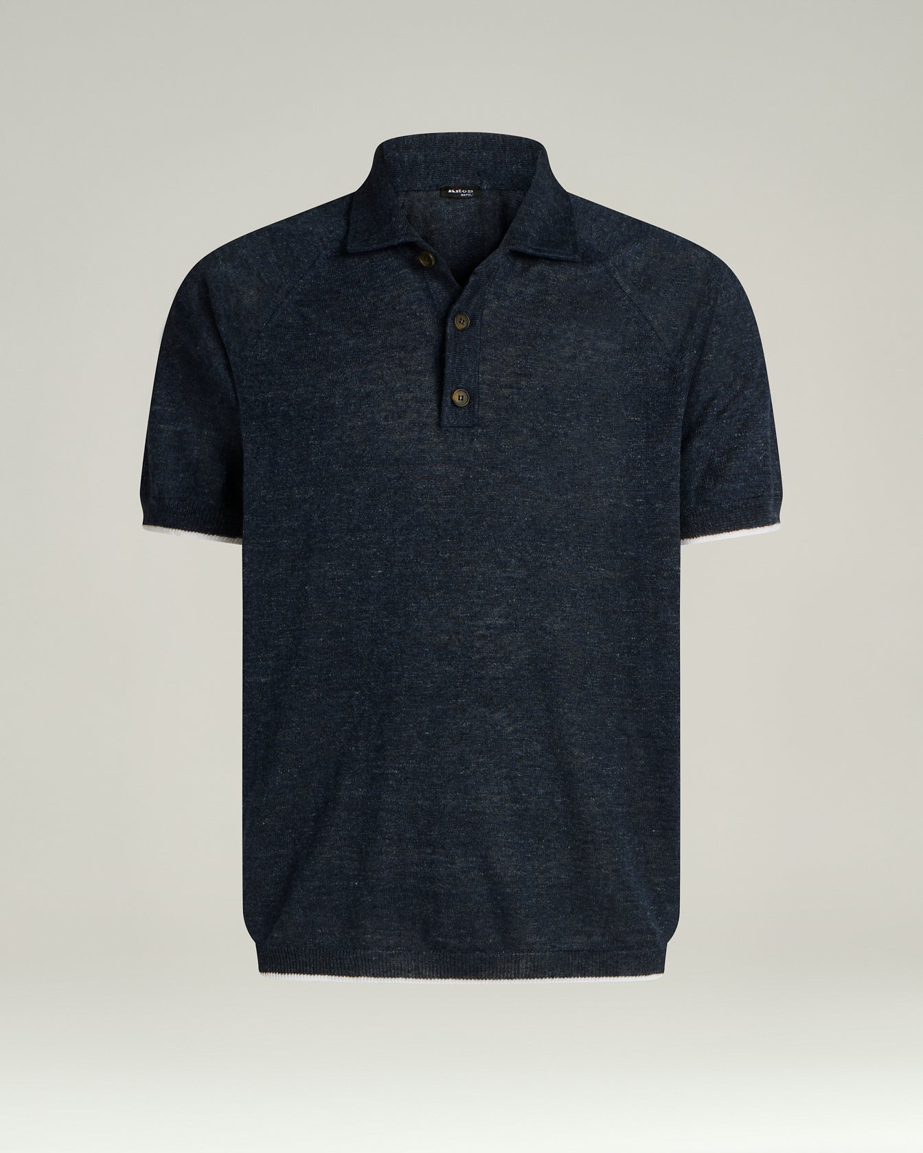 Kiton Polo Leinen Poloshirt blau kurzarm leicht