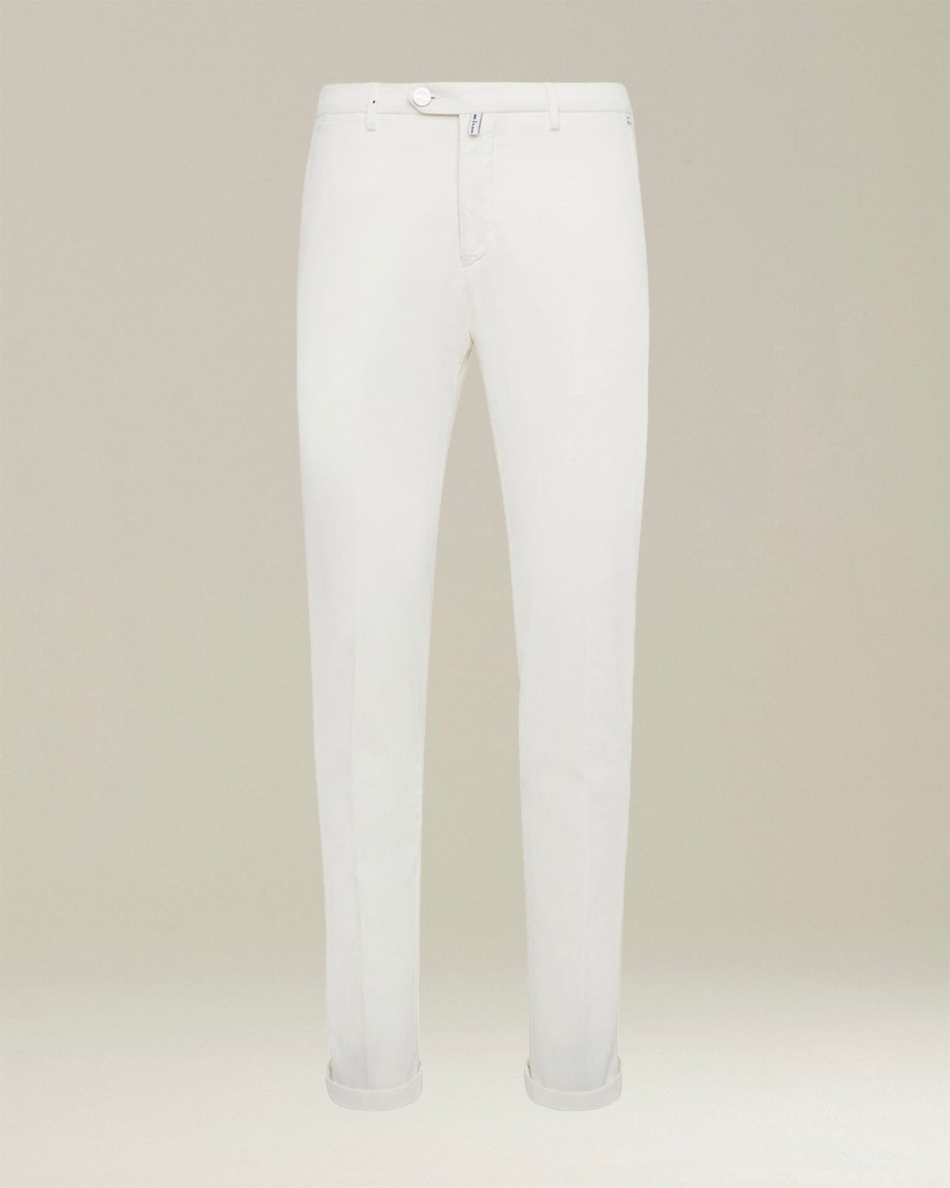 Kiton Chino Baumwollhose Elfenbein Herren Slim Stretch