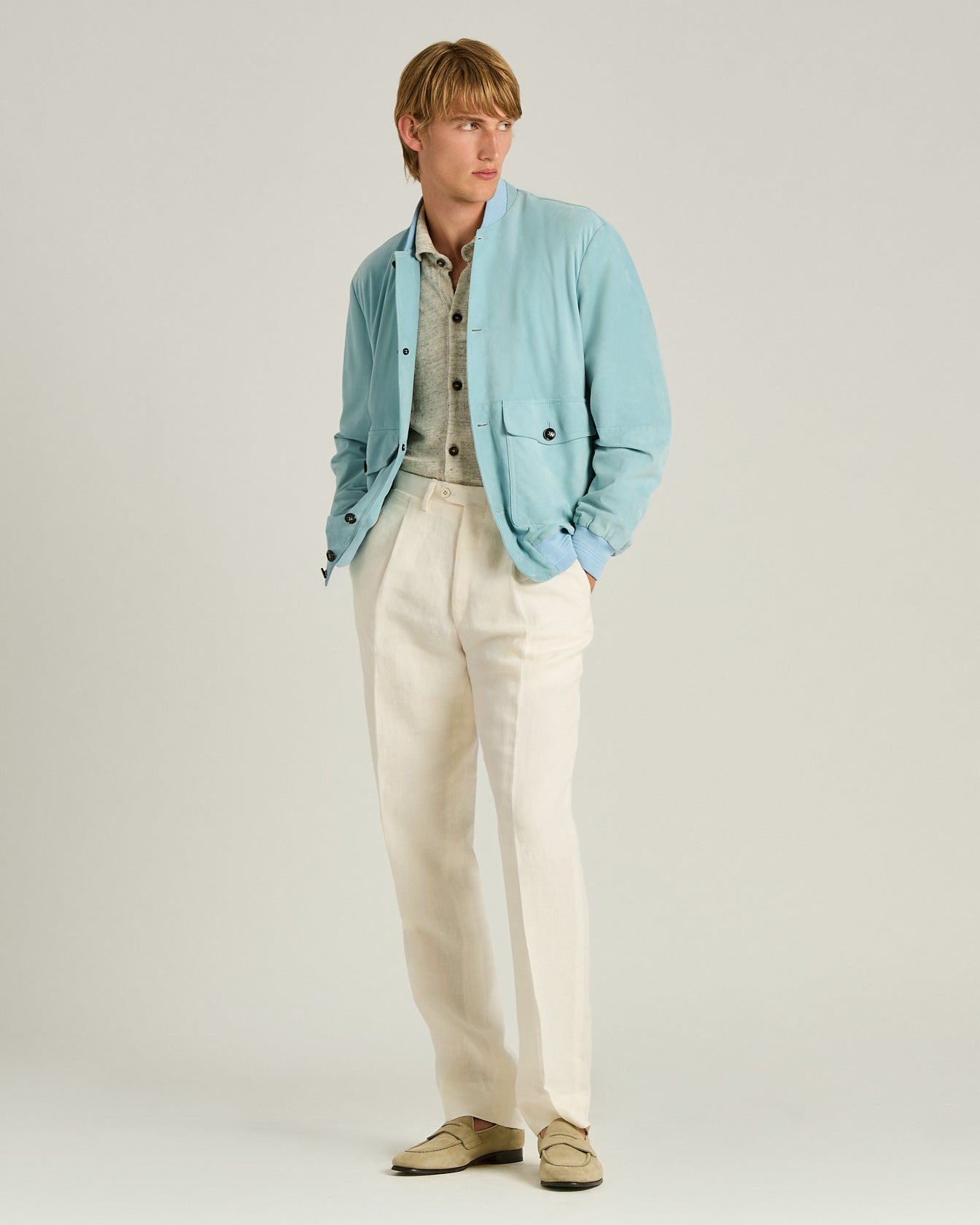 Kiton Outerwear Suede Jacket Azure Lamm Größe 50