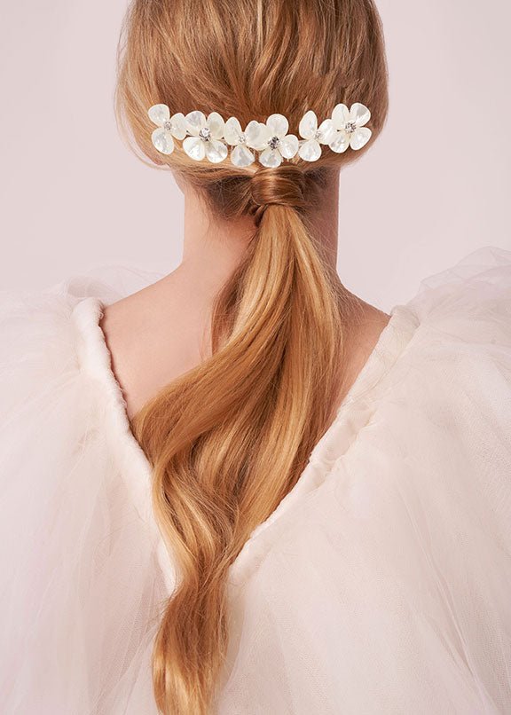 Elizabeth Bower Petal Garland Floral Comb Haarkamm Rhodium