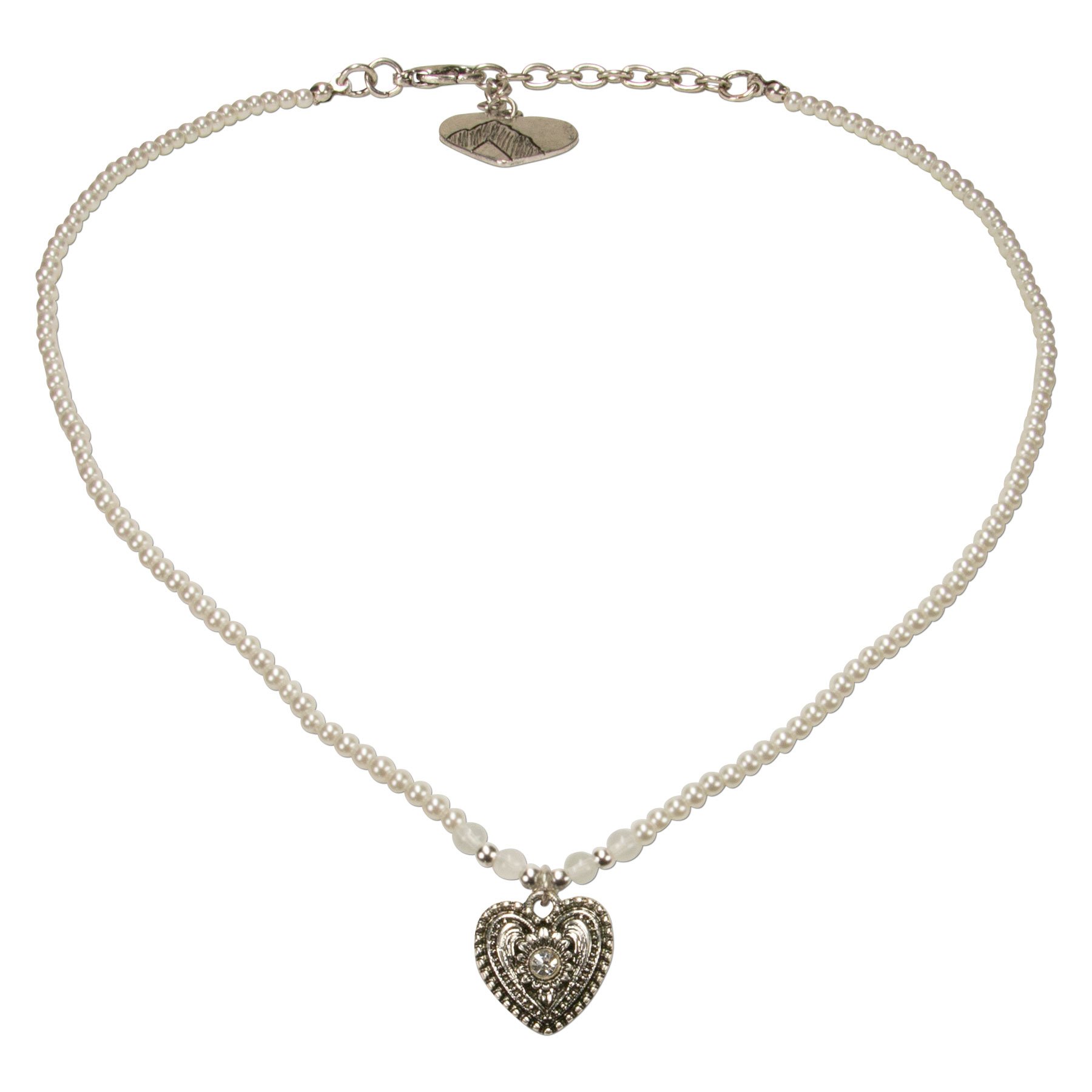 Alpenflüstern DAHEIM SET049 Trachtenset Perlenkette Armband Creme-weiß