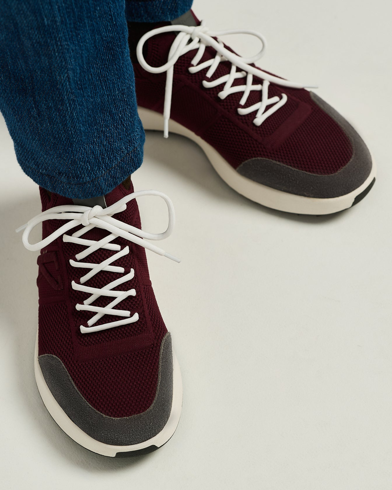 Kiton Shoes Bordeaux Cotton-Knit Sneaker Baumwolle Gr. 43