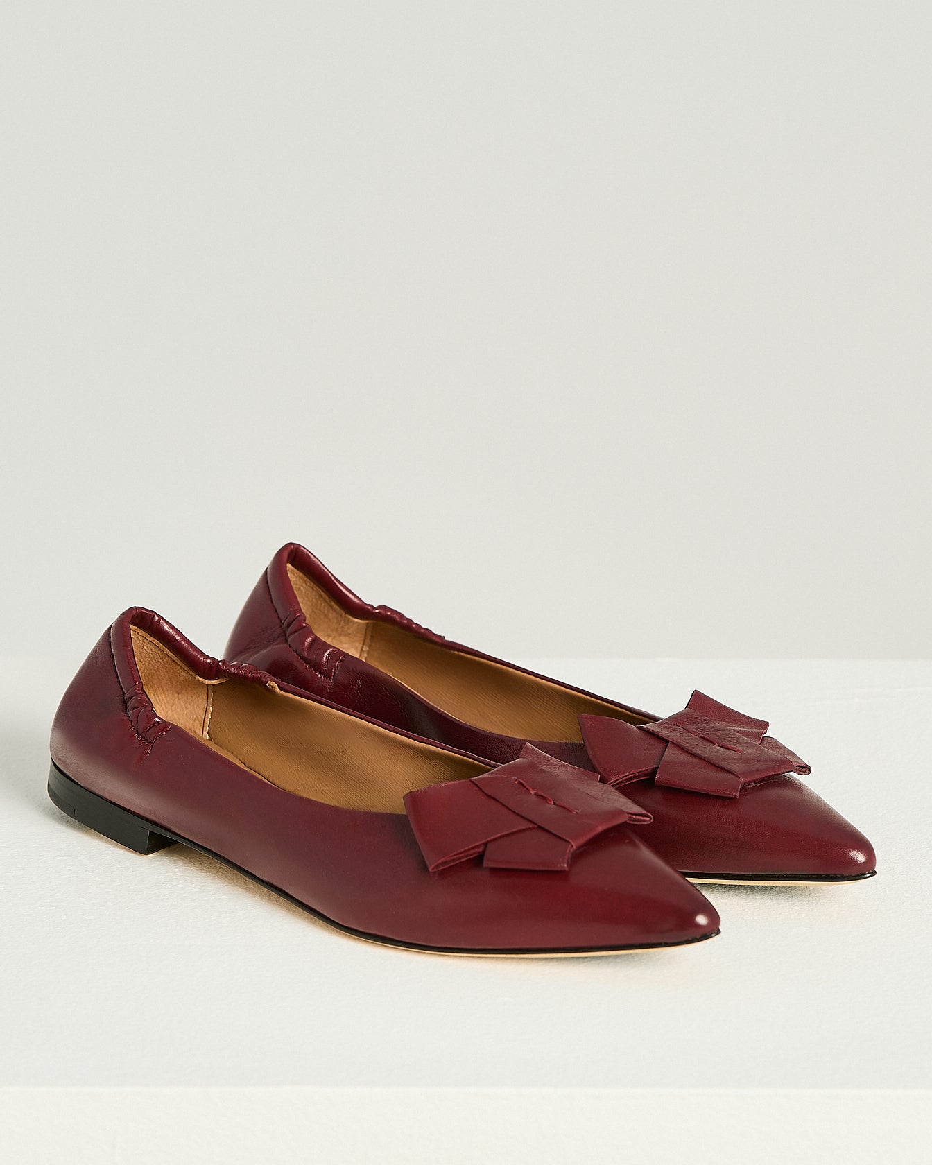 Kiton Shoes Ballet Flat Ballerina Bordeaux Leder Spitze