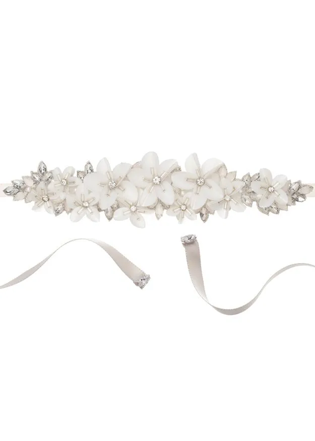 Elizabeth Bower Francine Floral Sash Kurz Brautgürtel