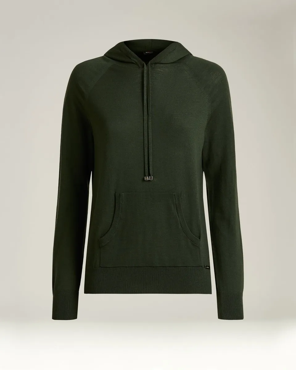 Kiton Knitwear Hoodie Wolle forestgrün Kapuze