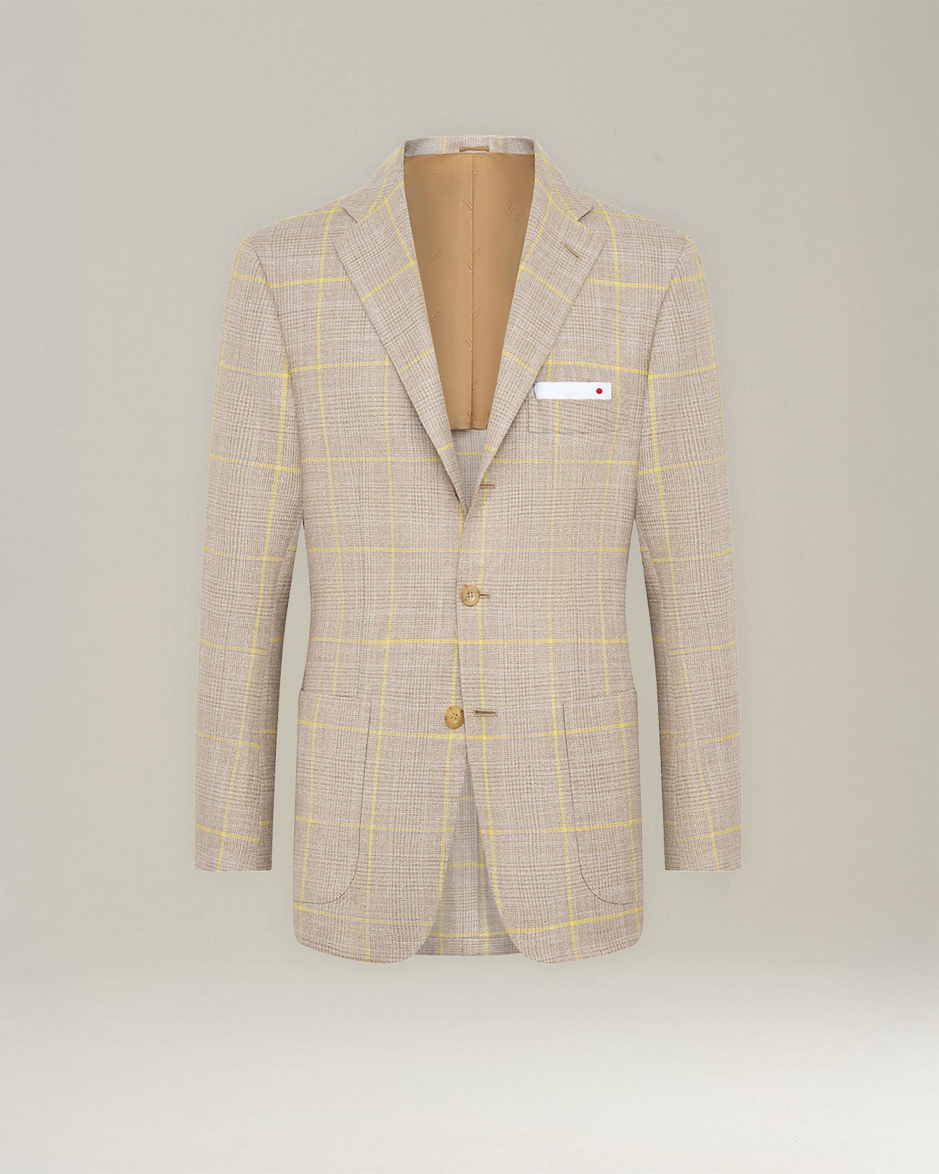 Kiton Blazer Sakko Kariert Cashmere Seide Leinen