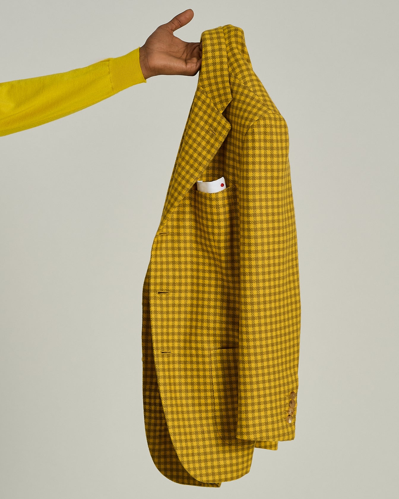 Kiton Jackets Yellow Pure Cashmere Sakko Gr. 50 Karo