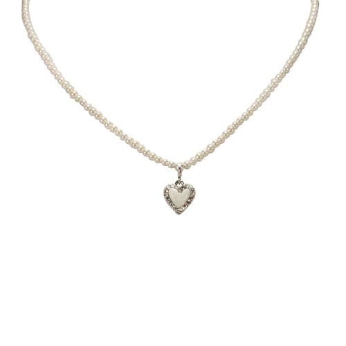 Alpenflüstern DAHEIM DHK345 Perlenkette creme-weiß Herz